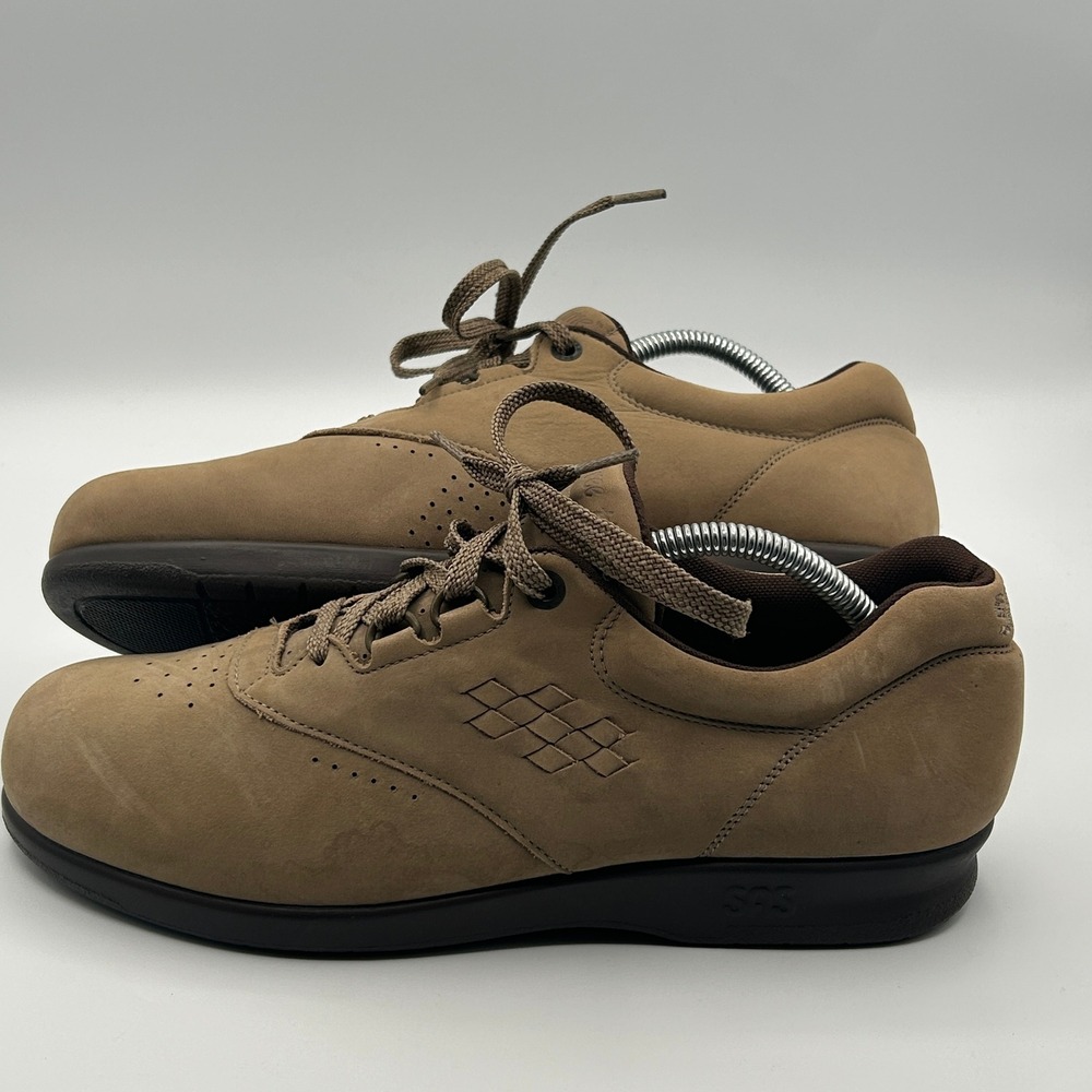 SAS Free Time Walking Shoes Womens 10.5 Tan Nubuck Leather Comfort Sneaker USA